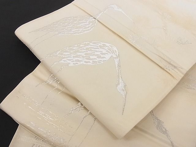 平和屋着物■西陣 六通柄袋帯 鳳凰 鶴 銀糸 正絹 逸品 B-cy4081