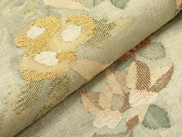 平和屋本店■極上 手織綴れ 山鹿清華 太鼓柄袋帯 花喰い鳥 金糸 逸品 CYAA0929s5