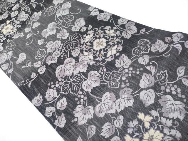 平和屋本店▽極上 スリーシーズン 両面 全通柄袋帯 全通三重織 葡萄蔦の葉花文 逸品 未使用 CYAA0931s5