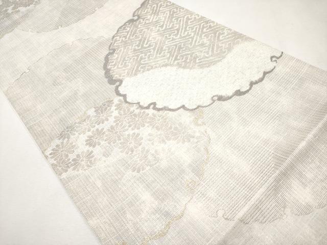 平和屋本店▽極上 スリーシーズン 春夏秋 六通柄袋帯 紬地 雪輪重ね花文 金銀糸 逸品 未使用 CYAA0972s5