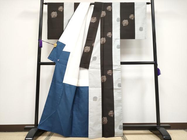 平和屋本店■極上 本場大島紬 泥染め 9マルキ 鈴花文 さが美扱い 逸品 未使用 CYAA0993s5