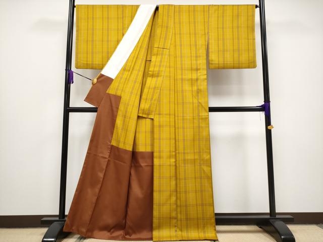 平和屋本店■極上 本場黄八丈 まるまなこ 紬 胴抜き仕立て 逸品 CYAA1006s5
