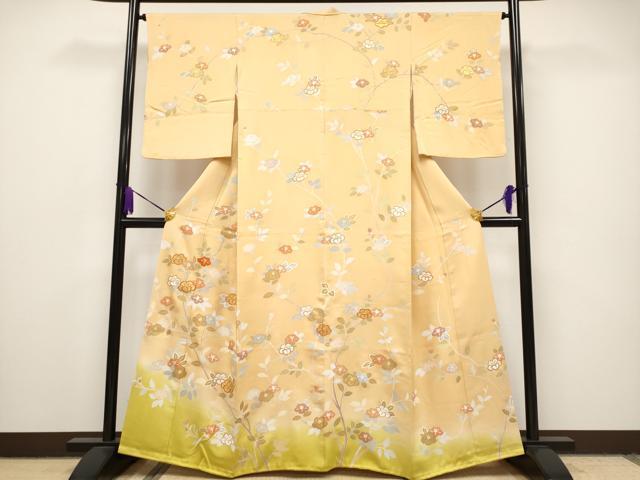 平和屋本店●極上 創業460年・千總 訪問着 駒刺繍 枝椿文 暈し染め 金彩 高島屋扱い 逸品 CYAA1026s5