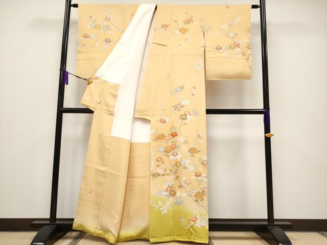 平和屋本店●極上 創業460年・千總 訪問着 駒刺繍 枝椿文 暈し染め 金彩 高島屋扱い 逸品 CYAA1026s5