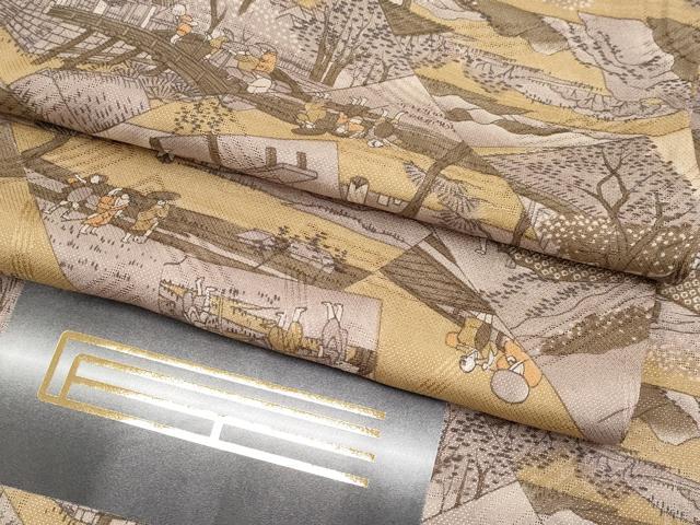 平和屋本店■夏物 長襦袢 紋紗 人物風景文 匠工芸 反端付き 逸品 未使用 CYAA1034s5