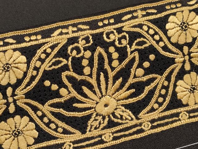平和屋本店■極上 男性 訪問着 総刺繍 スワトウ刺繍 正倉院花文 黒焦茶色地 逸品 未使用 CYAA1218s5