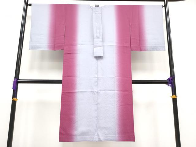 平和屋本店■夏物 長襦袢 紋紗 藤色×濃紅色 暈し染め 反端付き 逸品 未使用 CYAA1223s5