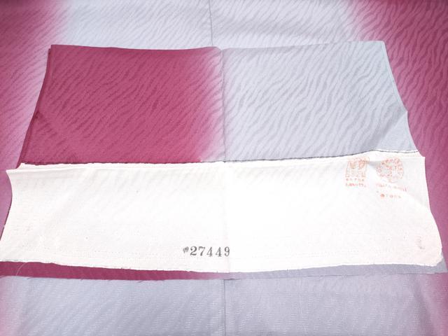 平和屋本店■夏物 長襦袢 紋紗 藤色×濃紅色 暈し染め 反端付き 逸品 未使用 CYAA1223s5