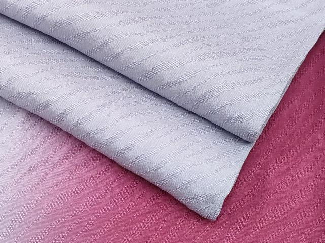 平和屋本店■夏物 長襦袢 紋紗 藤色×濃紅色 暈し染め 反端付き 逸品 未使用 CYAA1223s5