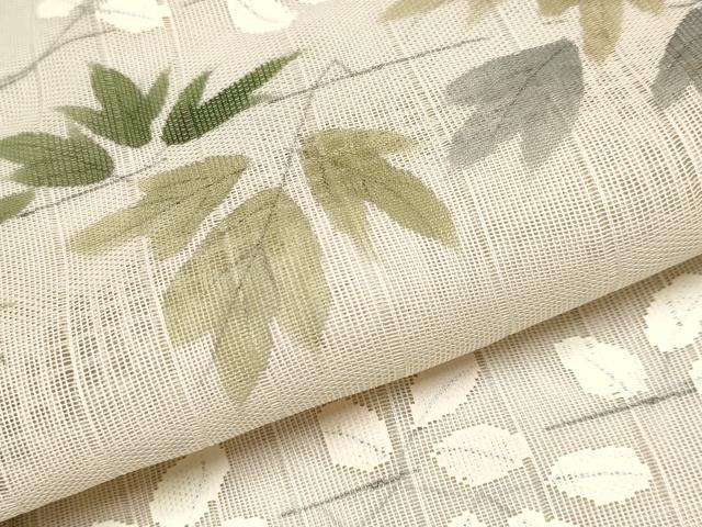 平和屋本店▽極上 訪問着 無双 紗袷 紗×紗 スワトウ刺繍 枝葉文 丁子色地 逸品 CYAA1238s5