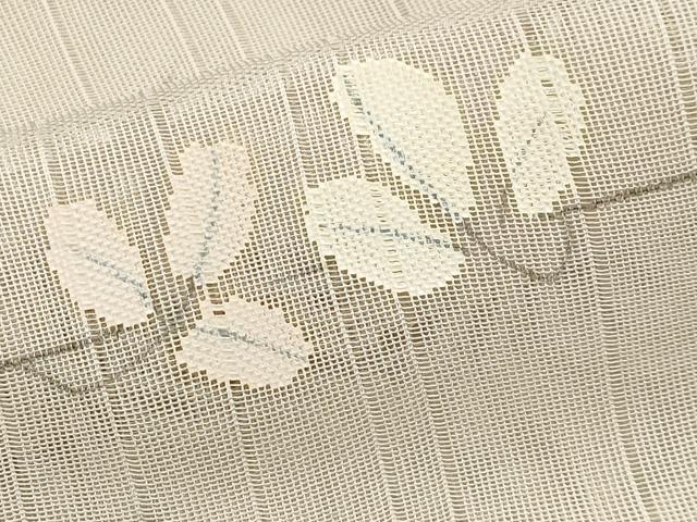 平和屋本店■極上 訪問着 無双 紗袷 紗×紗 スワトウ刺繍 枝葉文 丁子色地 逸品 CYAA1238s5