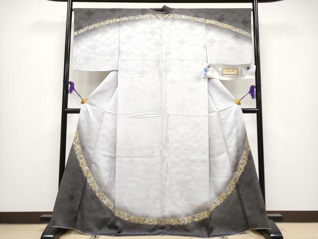 平和屋本店●極上 皇室献上作家 北出与三郎 訪問着 菱松葉地紋 暈し染め 金銀彩 反端付き 逸品 CYAA1302s5