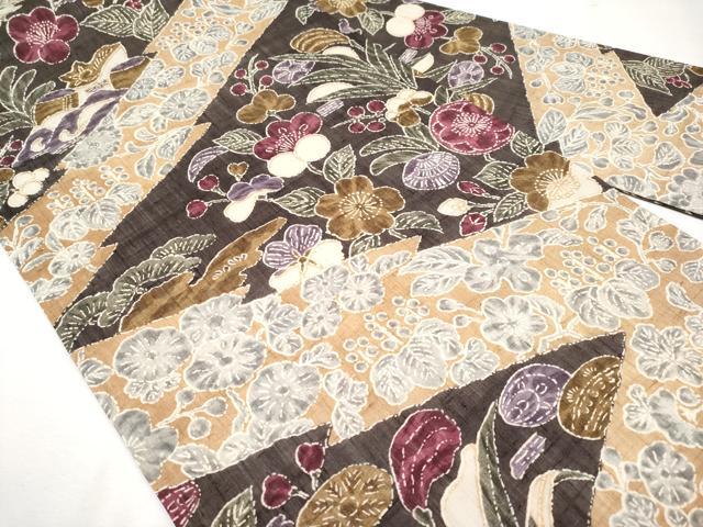 平和屋本店■極上 摺型友禅 京都 多ち花 九寸名古屋帯 生紬 松皮取の花 逸品 CYAA1404s5