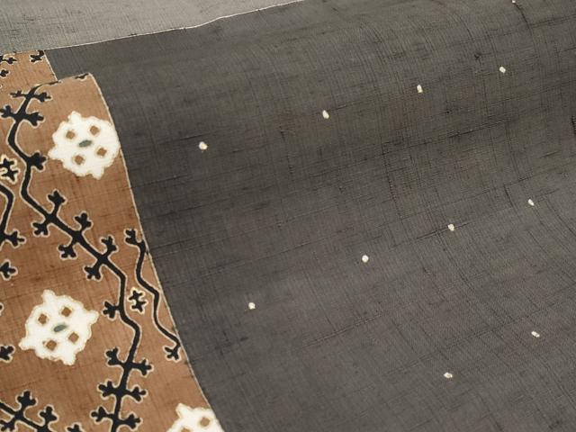 平和屋本店■極上 銀座もとじ 九寸名古屋帯 紬地 吉祥花文 金彩 灰色地 逸品 CYAA1461s5