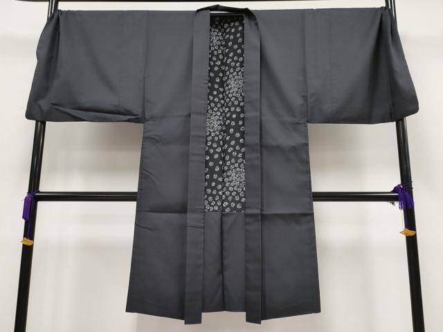 平和屋本店#極上 男性 長羽織 黒紬 キングサイズ 市松綾織 逸品 CYAA1480s5