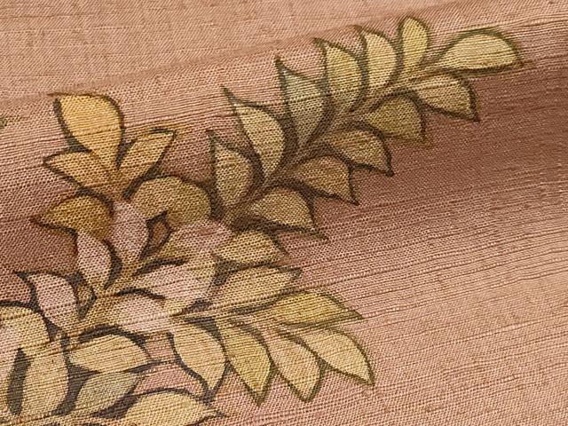 平和屋本店●極上 創業460年・千總 松坂屋染織名作展 訪問着 本場結城紬地 枝葉文 煎茶色地 逸品 未使用 CYAA1501s5