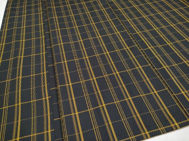 平和屋本店●極上 本場黄八丈 黒八丈 紬 市松綾織 大丸扱い 逸品 CYAA1519s5