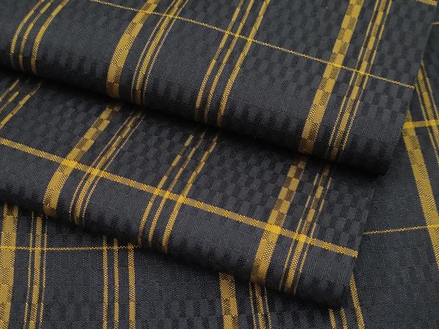 平和屋本店●極上 本場黄八丈 黒八丈 紬 市松綾織 大丸扱い 逸品 CYAA1519s5