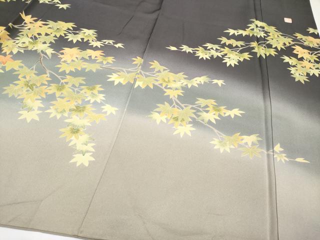 平和屋本店■極上 名門染元 秀美 十日町友禅 龍谷 訪問着 枝楓文 暈し染め 藤煤竹色地 逸品 CYAA3000s5