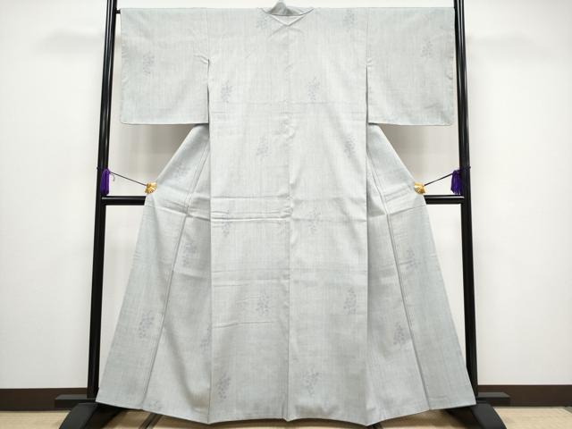 平和屋本店■極上 本場結城紬 重要無形文化財 80亀甲 おしゃれ花飛模様 奥順謹製 秘色色地 証紙・鑑定証付 逸品 未使用 CYAA1536s5