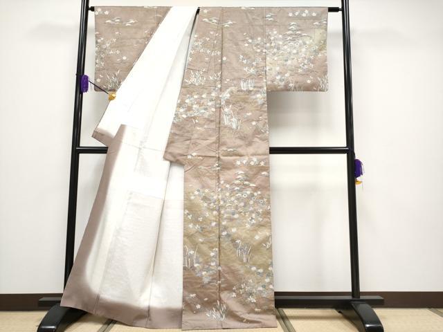 平和屋本店■極上 訪問着 本場染大島紬 総刺繍 御所解文 金糸 逸品 CYAA1551s5