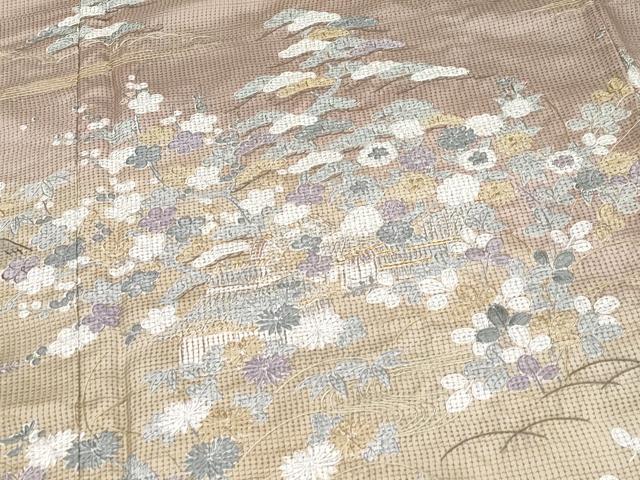 平和屋本店■極上 訪問着 本場染大島紬 総刺繍 御所解文 金糸 逸品 CYAA1551s5