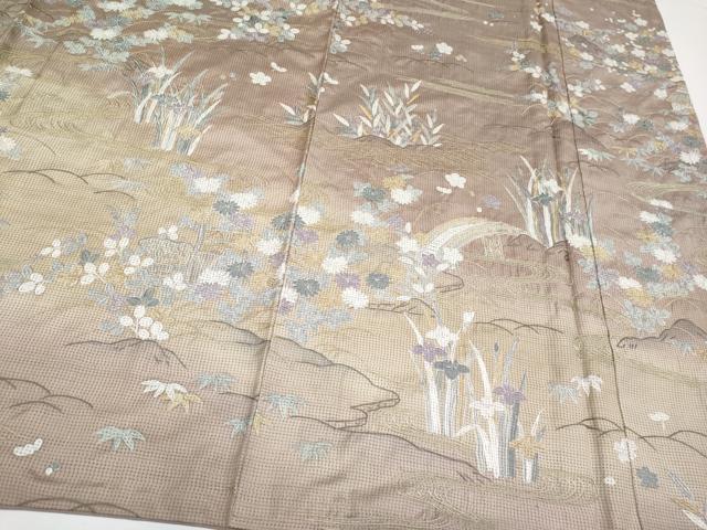 平和屋本店■極上 訪問着 本場染大島紬 総刺繍 御所解文 金糸 逸品 CYAA1551s5