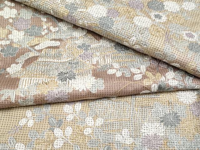 平和屋本店■極上 訪問着 本場染大島紬 総刺繍 御所解文 金糸 逸品 CYAA1551s5