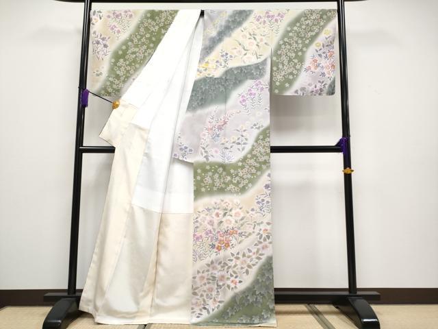 平和屋本店■極上 訪問着 手描き 草花文 暈し染め 逸品 未使用 CYAA1605s5