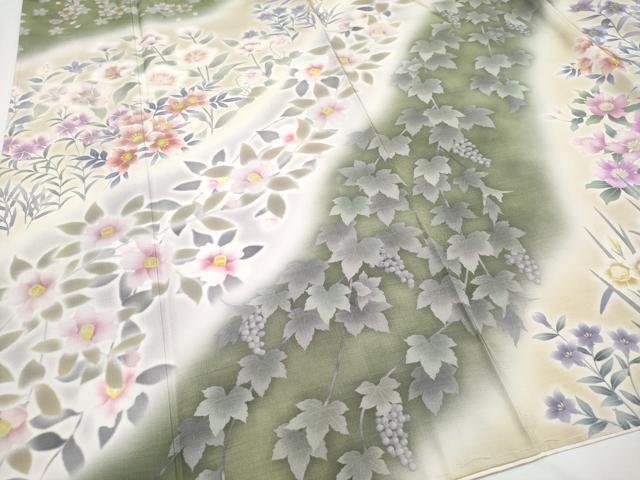 平和屋本店■極上 訪問着 手描き 草花文 暈し染め 逸品 未使用 CYAA1605s5