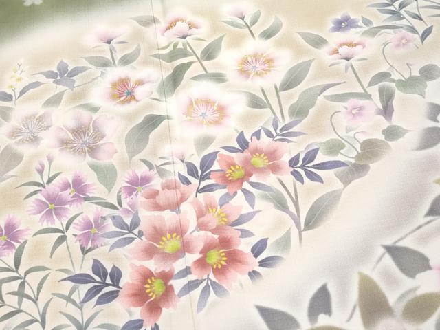 平和屋本店■極上 訪問着 手描き 草花文 暈し染め 逸品 未使用 CYAA1605s5