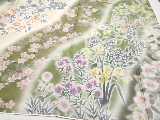 平和屋本店■極上 訪問着 手描き 草花文 暈し染め 逸品 未使用 CYAA1605s5