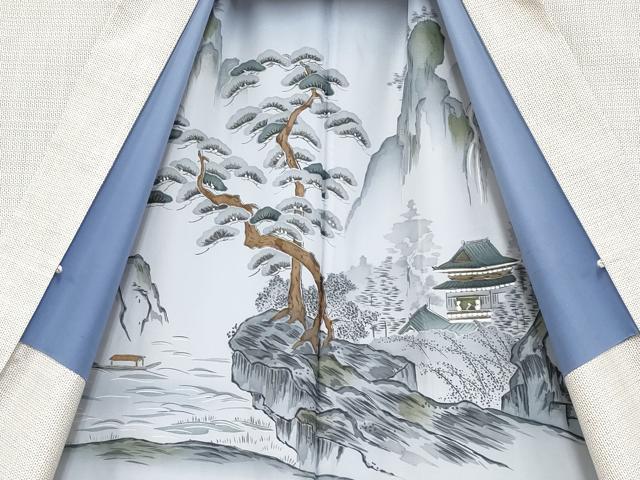 平和屋本店●極上 男性 本場大島紬 白大島 100亀甲 アンサンブル 総詰め 逸品 CYAA4307s6