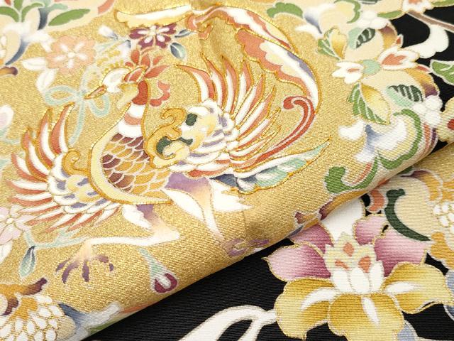 平和屋本店■極上 創業460年・千總 黒留袖・長襦袢セット 駒刺繍 花鳥唐草絵皿文 金彩 高島屋扱い 逸品 CYAA1618s5