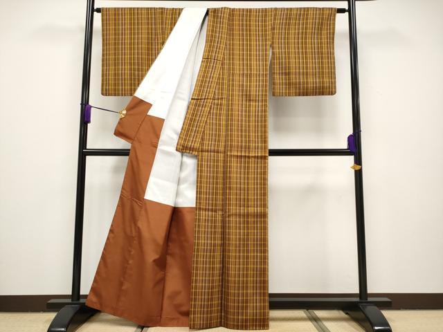 平和屋本店●極上 本場黄八丈 まるまなこ 紬 逸品 CYAA1629s5