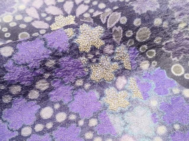 平和屋本店■極上 十日町 名門 滝泰謹製 中国三大刺繍 相良刺繍 訪問着 朧染 襲絞り 舞花文 金通し地 逸品 未使用 CYAA1631s5