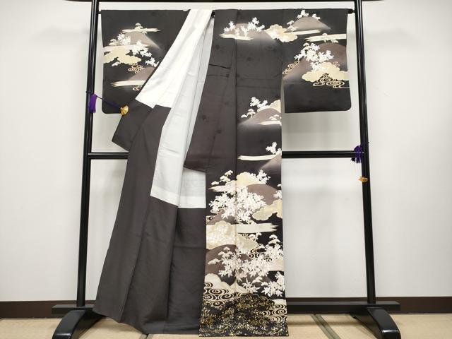 平和屋本店■極上 中国三大刺繍 スワトウ刺繍 訪問着 駒刺繍 雲取り光琳枝花文 金彩 檳榔子染色地 逸品 CYAA1637s5