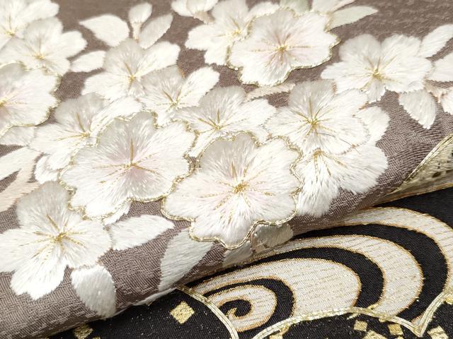 平和屋本店■極上 中国三大刺繍 スワトウ刺繍 訪問着 駒刺繍 雲取り光琳枝花文 金彩 檳榔子染色地 逸品 CYAA1637s5
