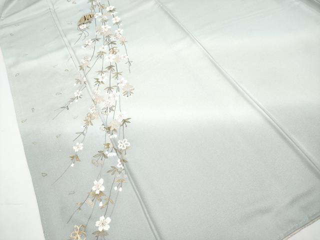 平和屋本店■極上 山口美術織物 皇室 伊勢神宮御用 西陣織 訪問着 総刺繍 檜扇枝垂れ花文 暈し染 金銀彩 白藍色 逸品 CYAA1641s5