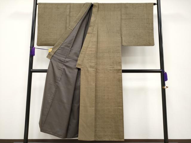 平和屋本店■極上 男性 紬・羽織・長襦袢セット 着物:利休茶色 羽織:狐色 逸品 CYAA1728s5