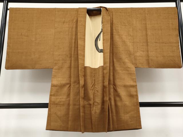 平和屋本店■極上 男性 紬・羽織・長襦袢セット 着物:利休茶色 羽織:狐色 逸品 CYAA1728s5