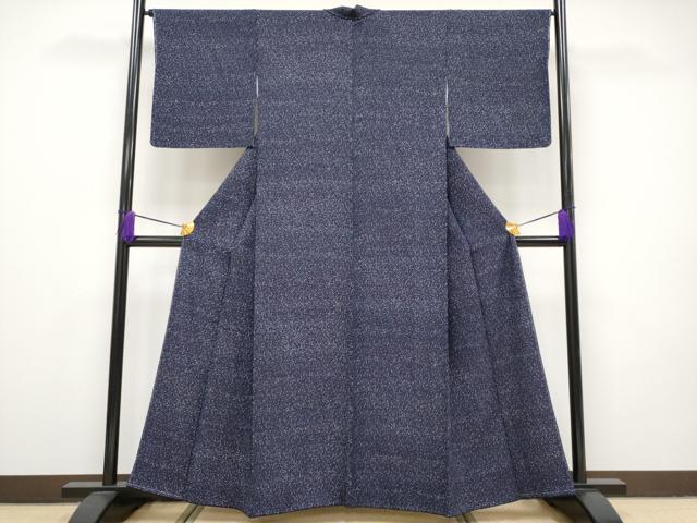 平和屋本店■極上 藍造り国選定無形文化財 藍師・佐藤昭人 大澤石雄 小紋 天然阿波藍 証紙・反端・認定証付 逸品 未使用 CYAA1763s5