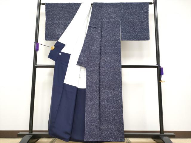 平和屋本店■極上 藍造り国選定無形文化財 藍師・佐藤昭人 大澤石雄 小紋 天然阿波藍 証紙・反端・認定証付 逸品 未使用 CYAA1763s5