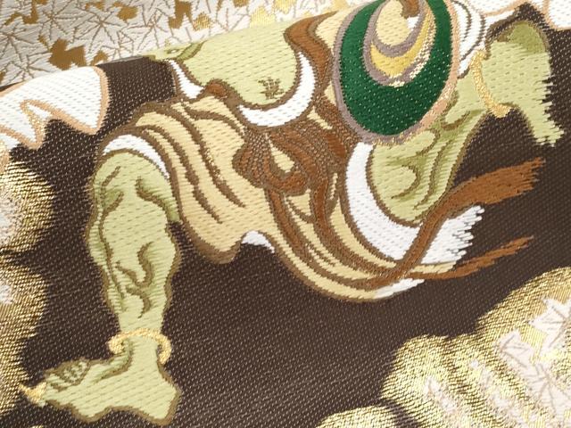平和屋本店■極上 山口美術織物 皇室 伊勢神宮御用 西陣織 太鼓柄袋帯 唐織 風神文 金糸 反端付き 逸品 未使用 CYAA1773s5
