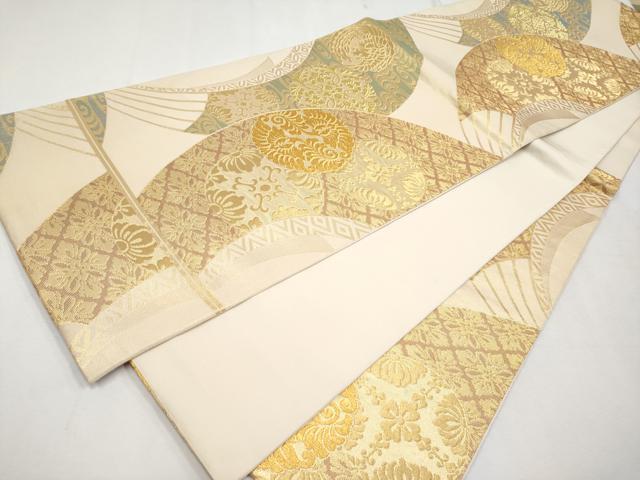 平和屋本店■極上 西陣 川島織物 六通柄 本袋帯 花鳥唐草丸文 金糸 逸品 CYAA1778s5