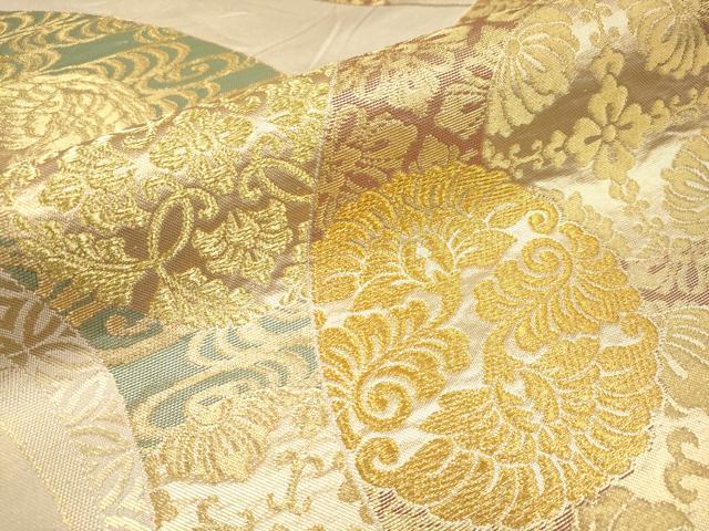 平和屋本店■極上 西陣 川島織物 六通柄 本袋帯 花鳥唐草丸文 金糸 逸品 CYAA1778s5