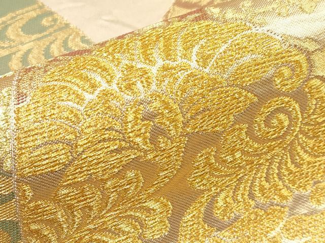 平和屋本店■極上 西陣 川島織物 六通柄 本袋帯 花鳥唐草丸文 金糸 逸品 CYAA1778s5