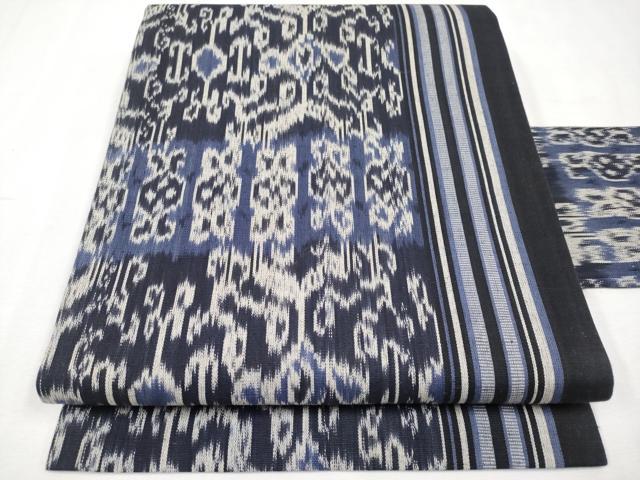 平和屋本店■極上 京都染織メーカー・貴久樹謹製 イカット 綿 全通柄 九寸名古屋 逸品 未使用 CYAA1797s5