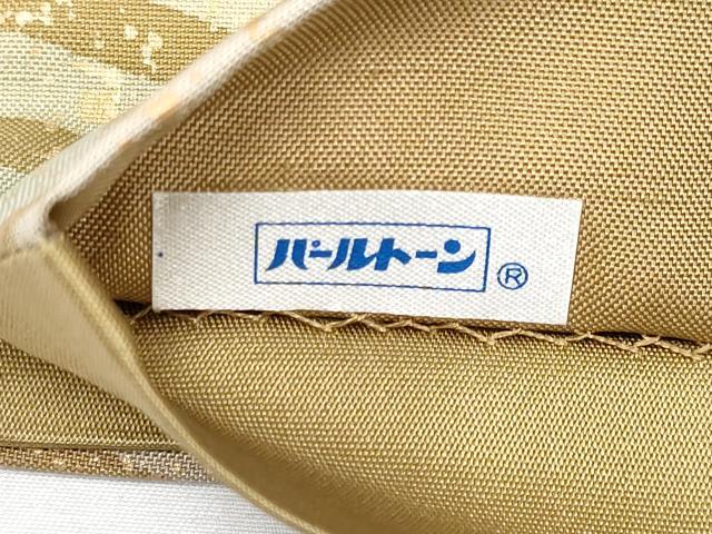 平和屋本店■極上 石川県指定無形文化財 牛首紬 白山工房 手織り 全通柄袋帯 横段流水文 金彩 逸品 CYAA1818s5