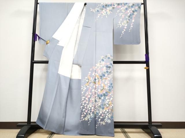 平和屋本店■希少 本加賀友禅作家 百貫廣樹 訪問着・長襦袢セット 花鳥文 暈し染め 淡藤色地 逸品 未使用 CYAA1833s5